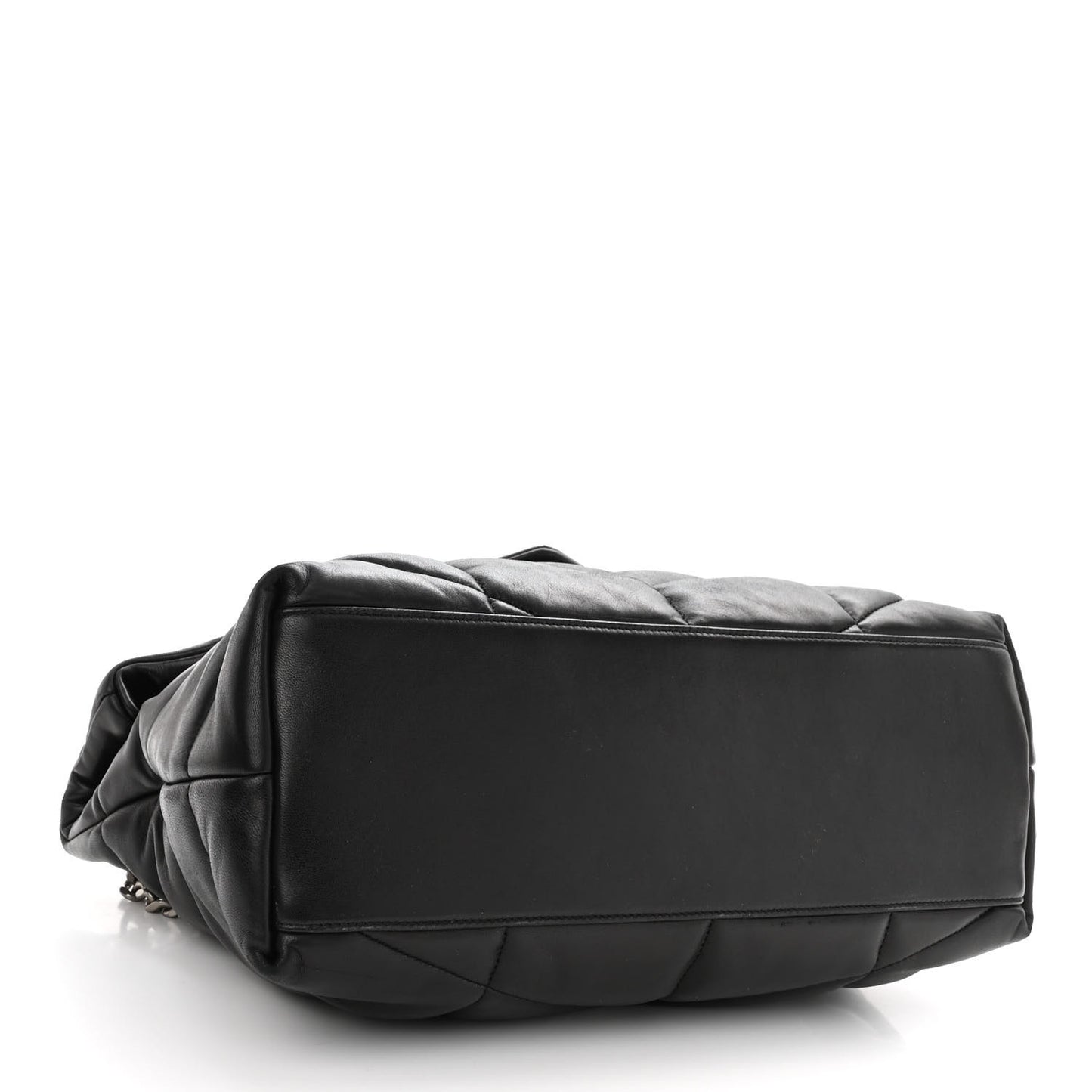 Lambskin Quilted Medium Loulou Puffer Monogram Chain Satchel Black