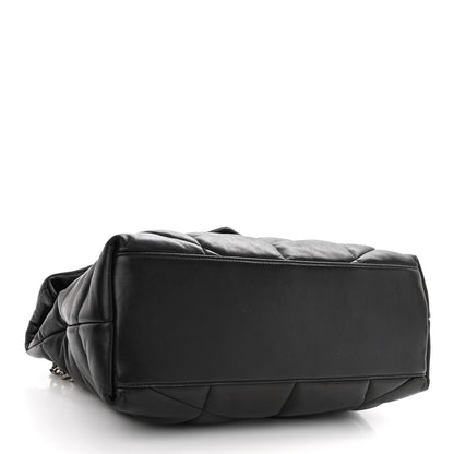 Saint Laurent Lambskin Quilted Medium Loulou Puffer Monogram Chain Satchel Black 4 of 9