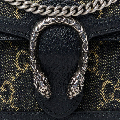 Gucci Jacquard Black Denim GG Monogram Super Mini Dionysus Shoulder Bag Black Ivory 7 of 10