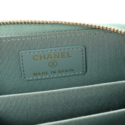 Chanel Caviar Quilted Zip Coin Purse Light Blue 6 of 10
