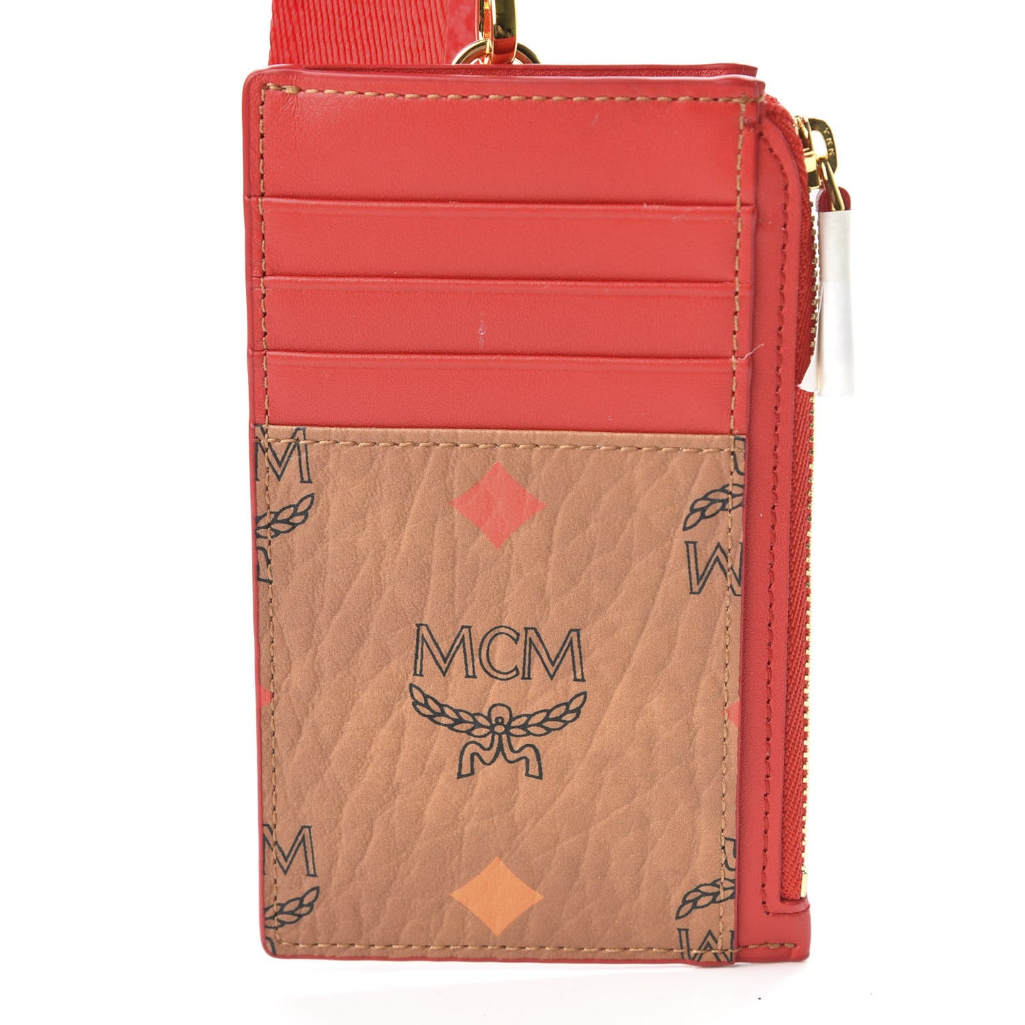 Skyoptic Visetos Mini Lanyard Card Case Holder Spectrum Diamond Cognac Red