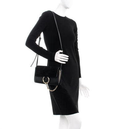 Chloe Suede Calfskin Small Faye Shoulder Bag Black 2 of 8