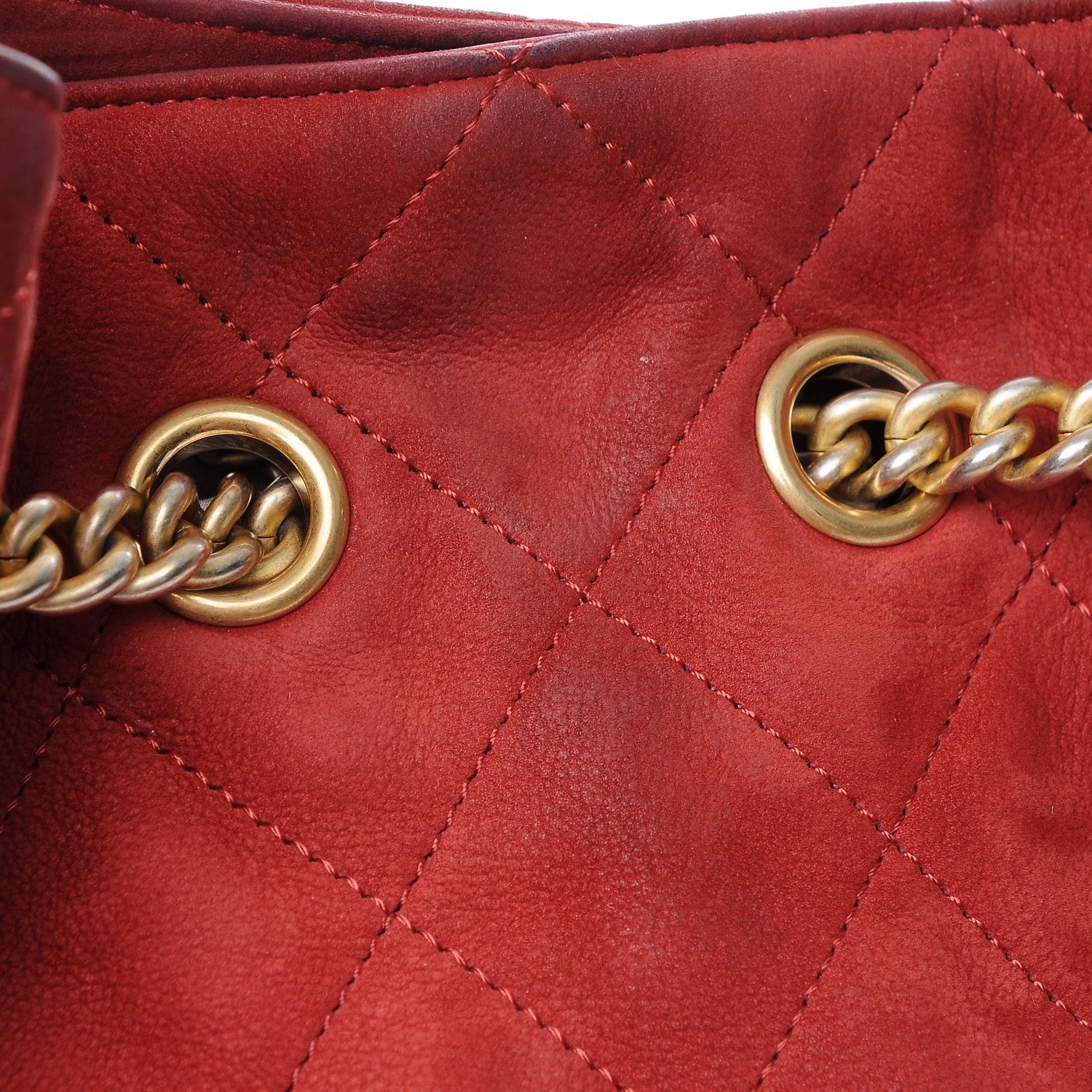 Chanel Suede Calfskin Small On My Shoulder Drawstring Bag Red 8 of 11