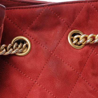 Chanel Suede Calfskin Small On My Shoulder Drawstring Bag Red 8 of 11