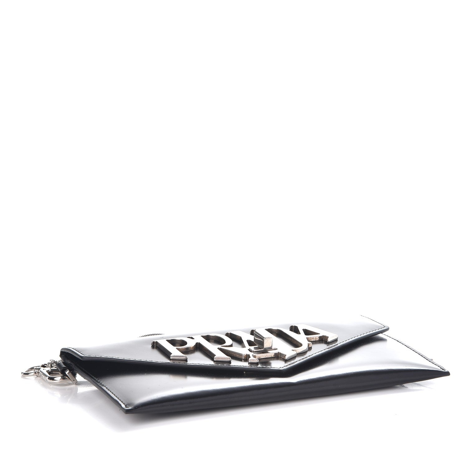 Prada Spazzolato Logo Envelope Clutch Nero Black 4 of 7