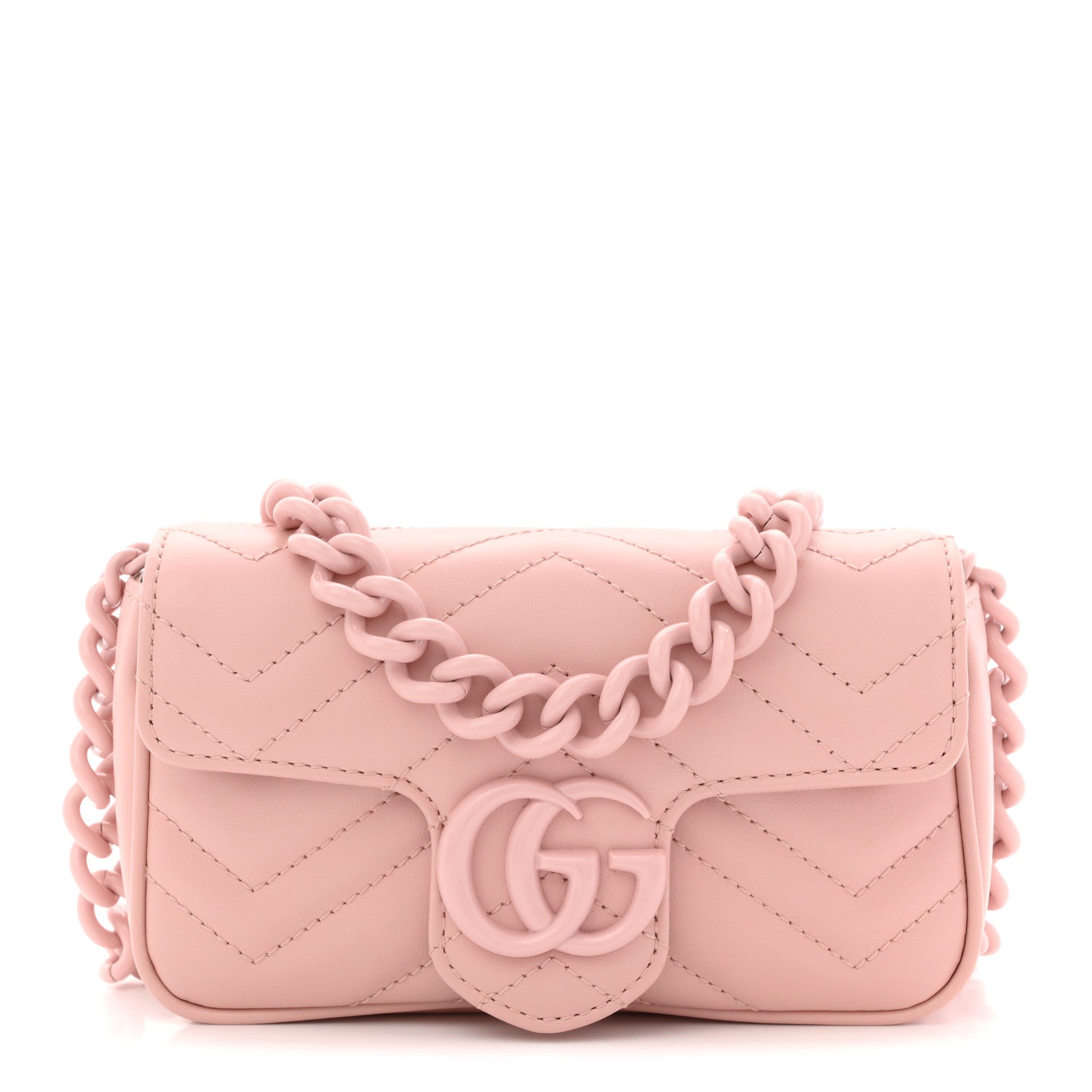 Gucci Calfskin Matelasse Monochrome GG Marmont Chain Belt Bag Perfect Pink 1 of 11