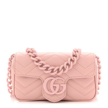 Gucci Calfskin Matelasse Monochrome GG Marmont Chain Belt Bag Perfect Pink 1 of 11