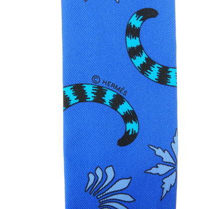 Hermes Silk Les Leopards Twilly Bleu Royal Turquoise Ciel 5 of 5