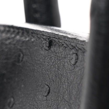 Hermes Ostrich Bi-Color Birkin 25 Bleu Iris Black 10 of 12