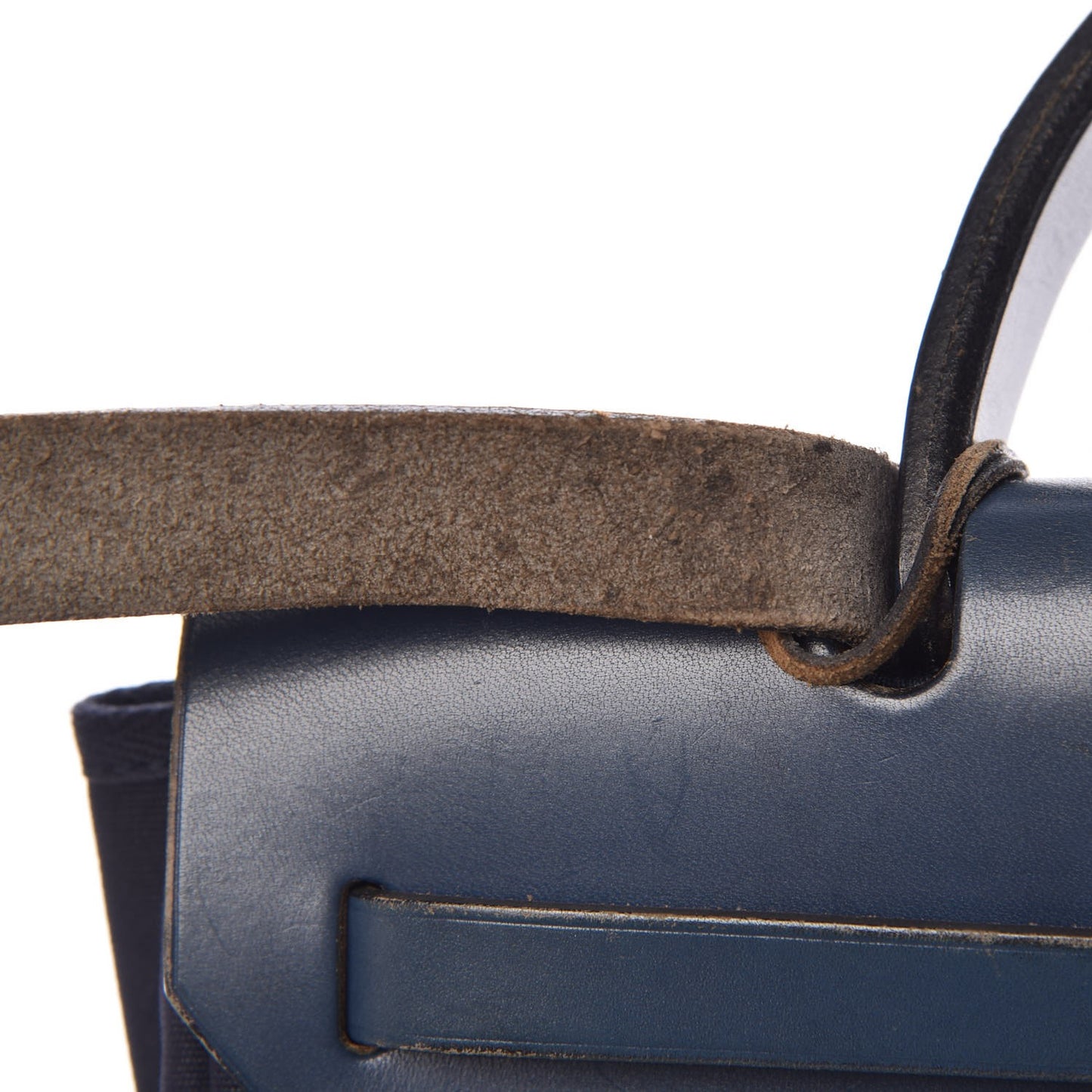 Toile Vache Calfskin Herbag PM 30 Navy Bleu Natural