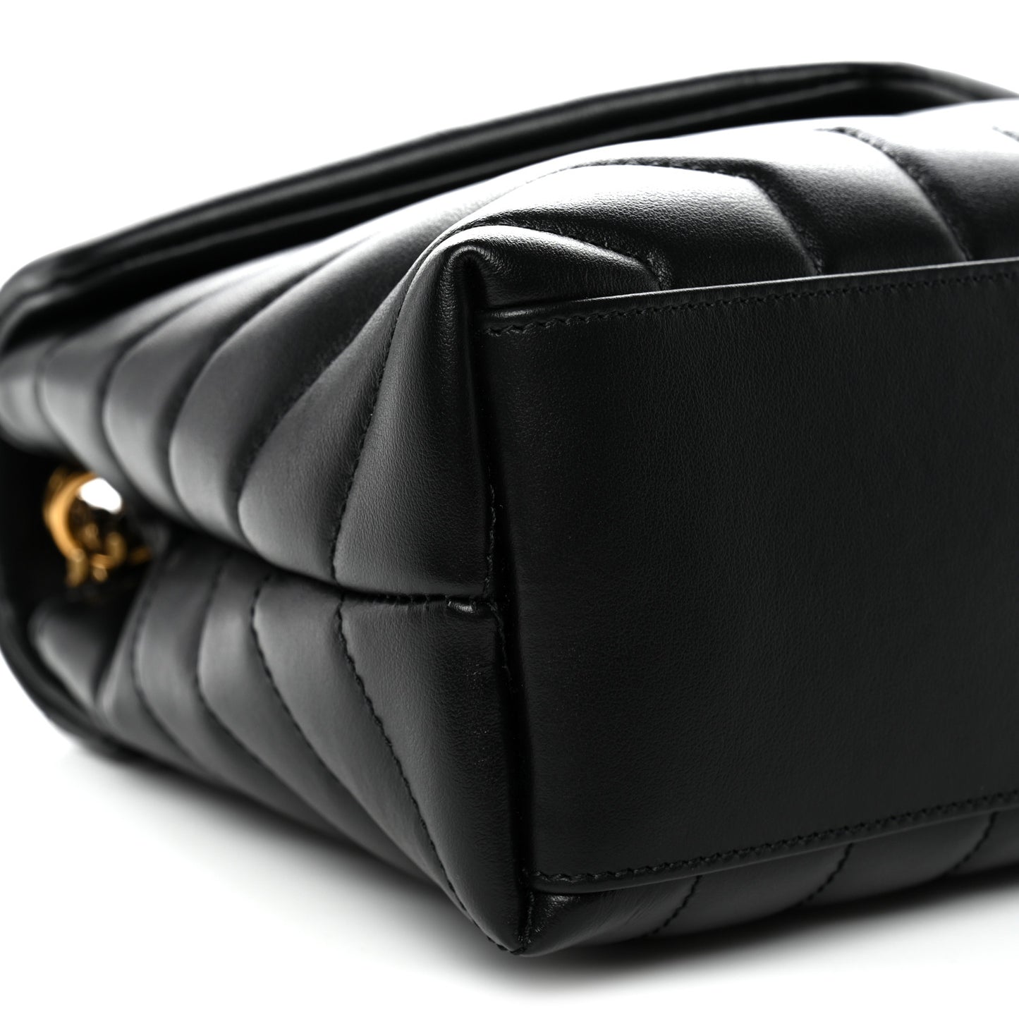 Calfskin Y Quilted Monogram Small Loulou Chain Satchel Black