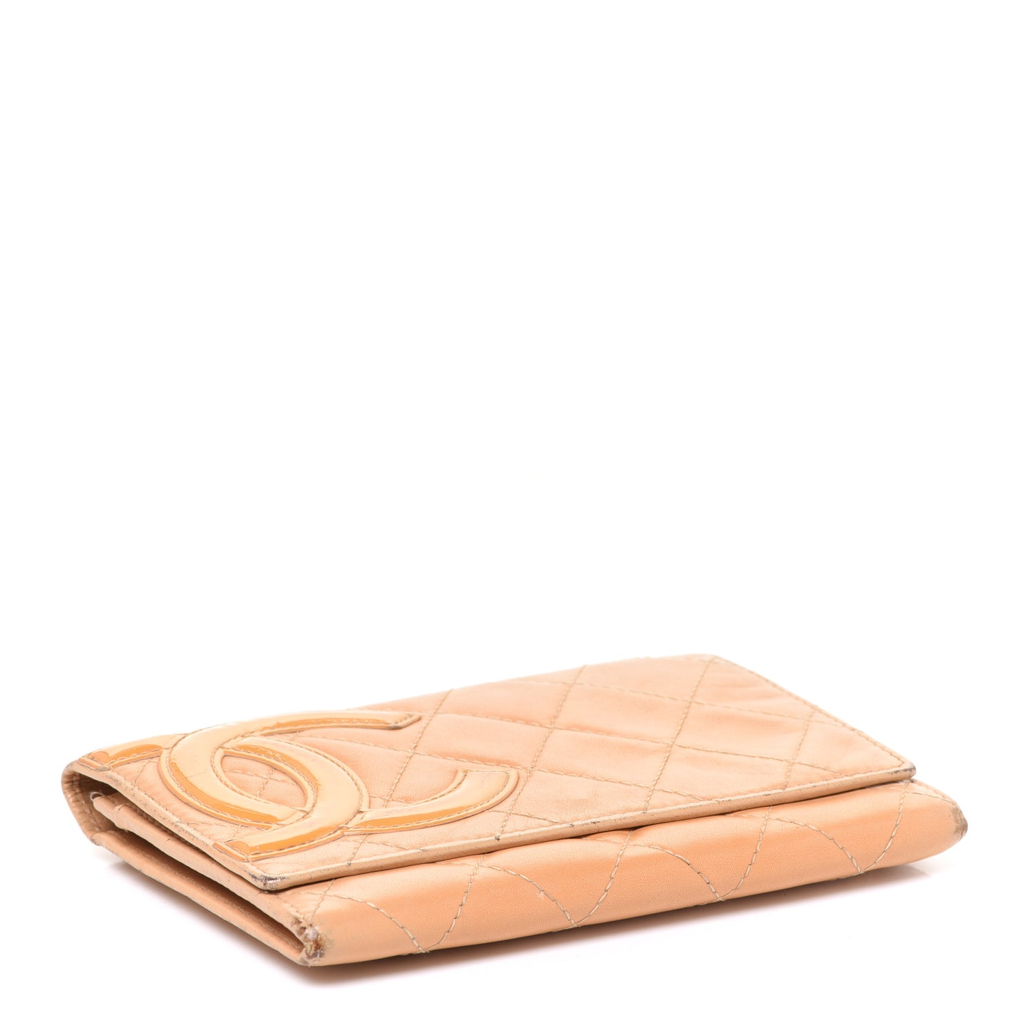 Calfskin Quilted Cambon Flap Wallet Beige