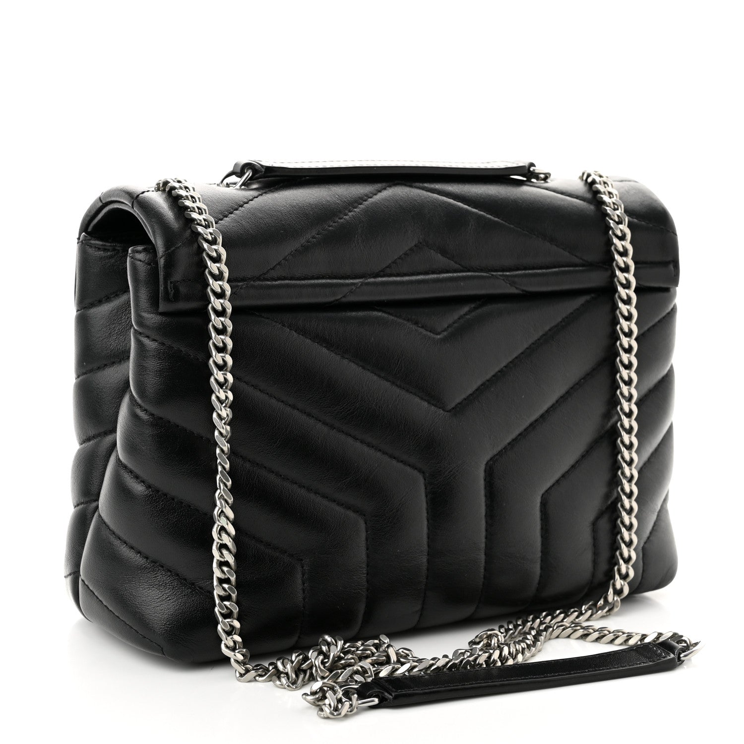 Saint Laurent Calfskin Y Quilted Monogram Small Loulou Chain Satchel Black 3 of 10