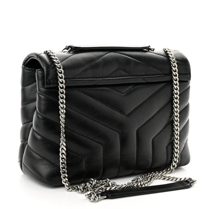 Saint Laurent Calfskin Y Quilted Monogram Small Loulou Chain Satchel Black 3 of 10