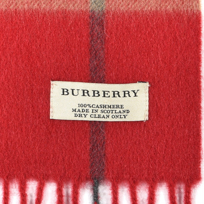 Burberry Cashmere Giant Check Fringe Scarf Military Red 4 of 4