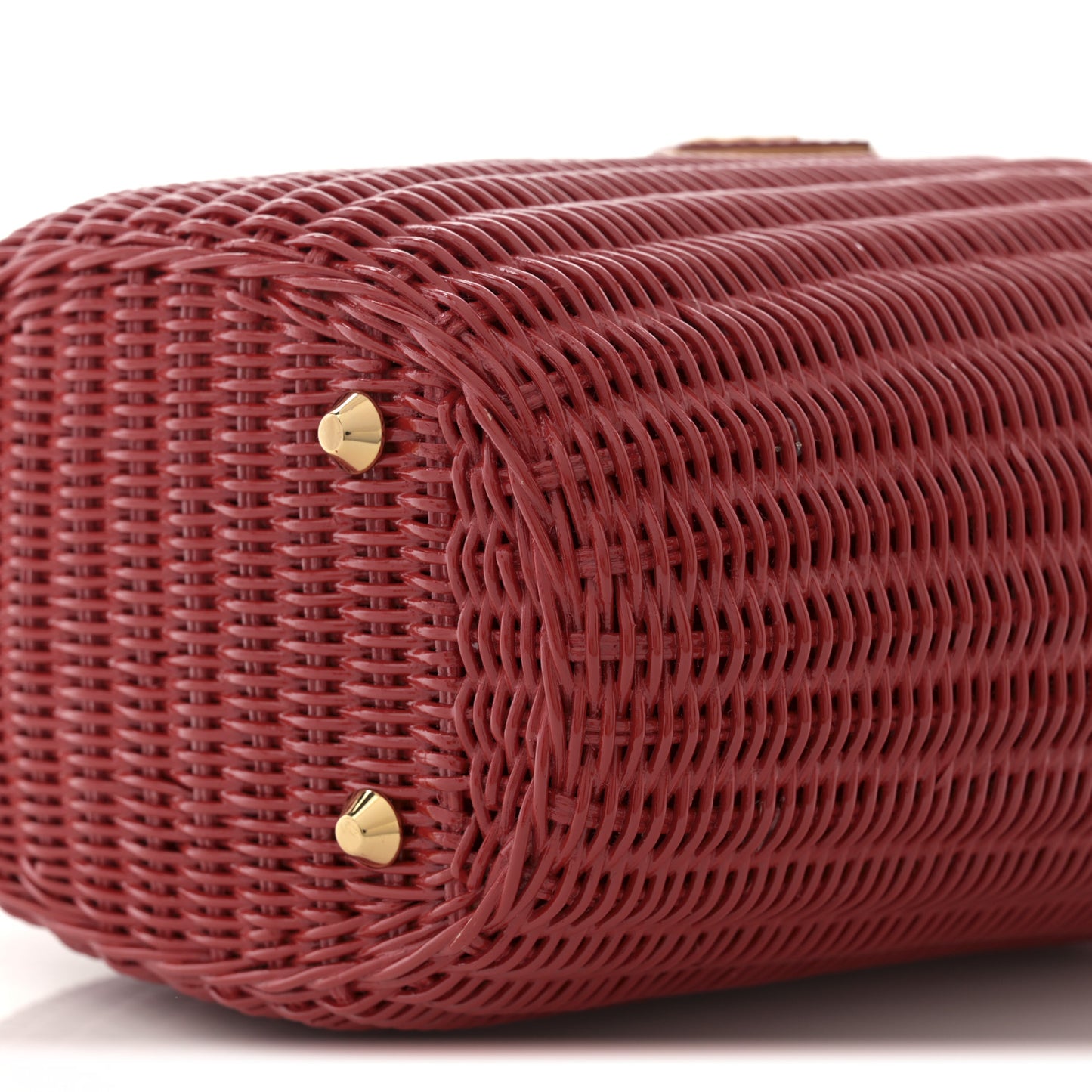 Wicker Canvas Shoulder Bag Rosso