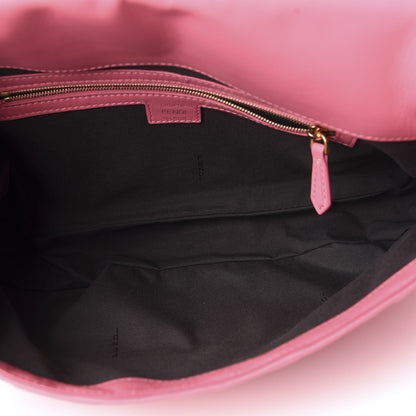 Fendi Nappa FF 1974 Embossed Large Baguette Rosa Fluo 6 of 11