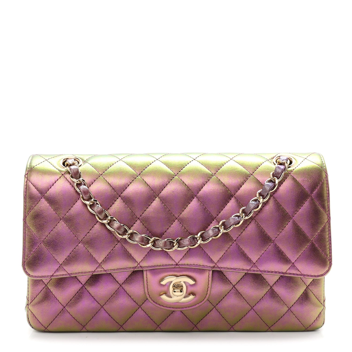 Chanel Iridescent Lambskin Quilted Medium Double Flap Purple 1 of 10