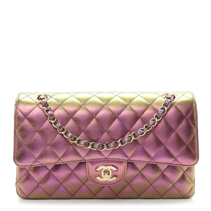 Chanel Iridescent Lambskin Quilted Medium Double Flap Purple 1 of 10