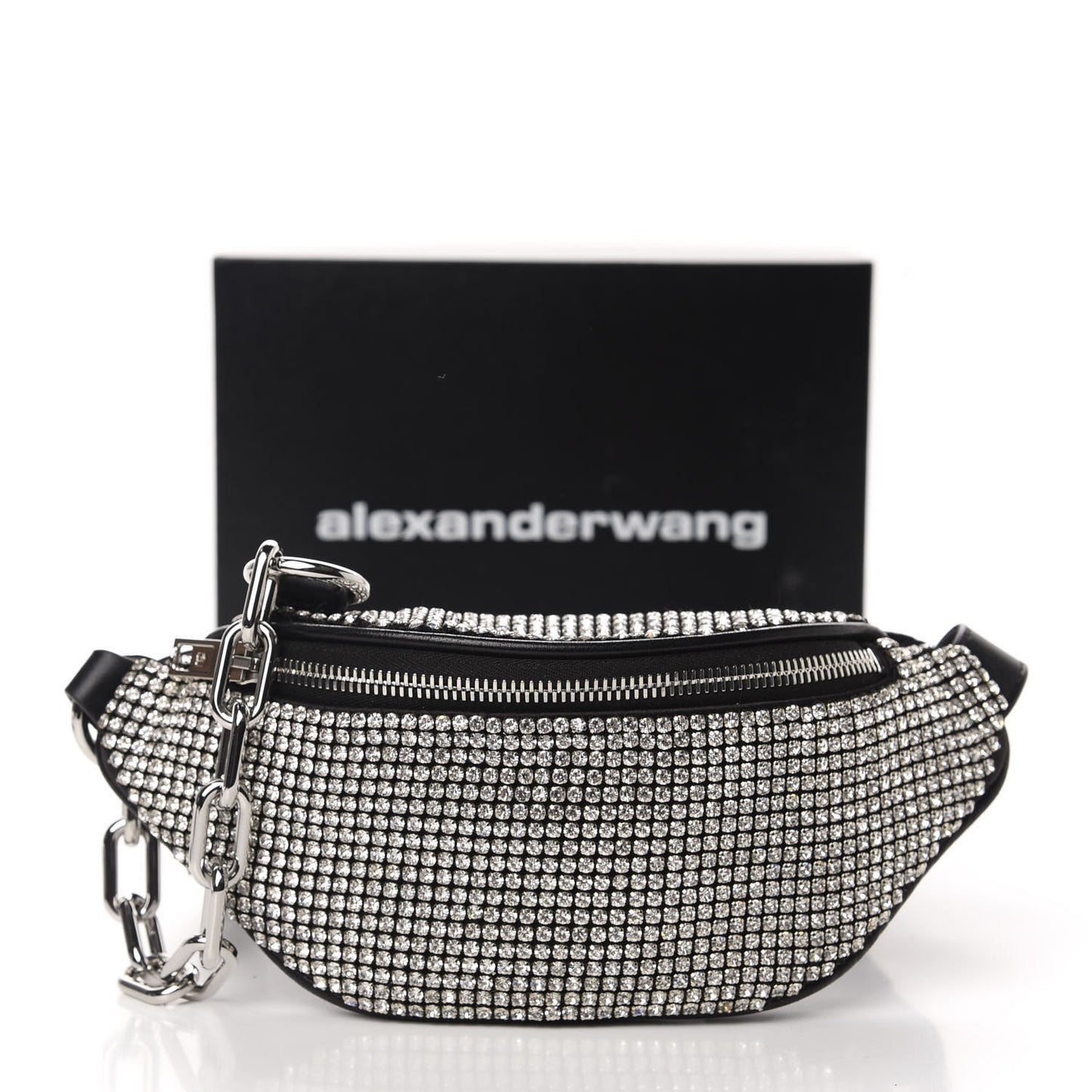 Rhinestone Mesh Mini Attica Belt Bag Black