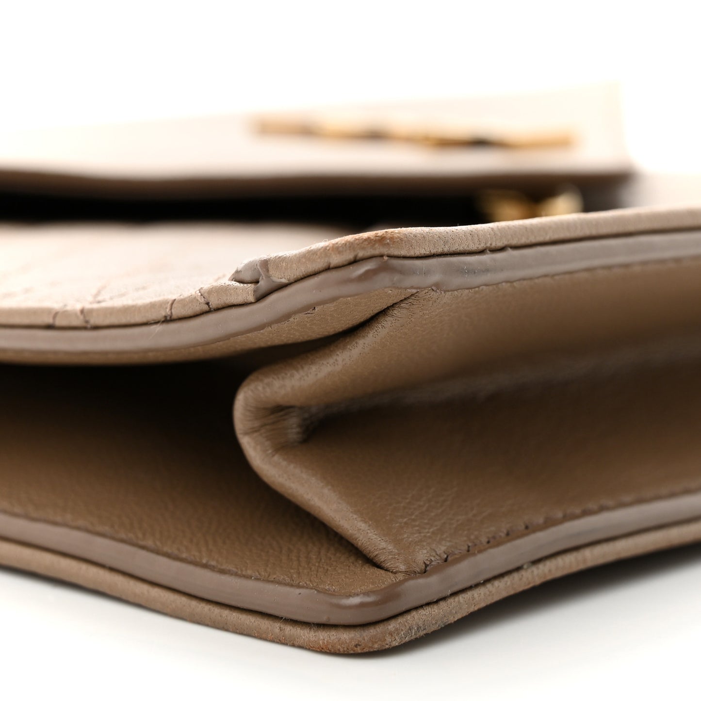 Lambskin Quilted Monogram Gaby Chain Bag Taupe