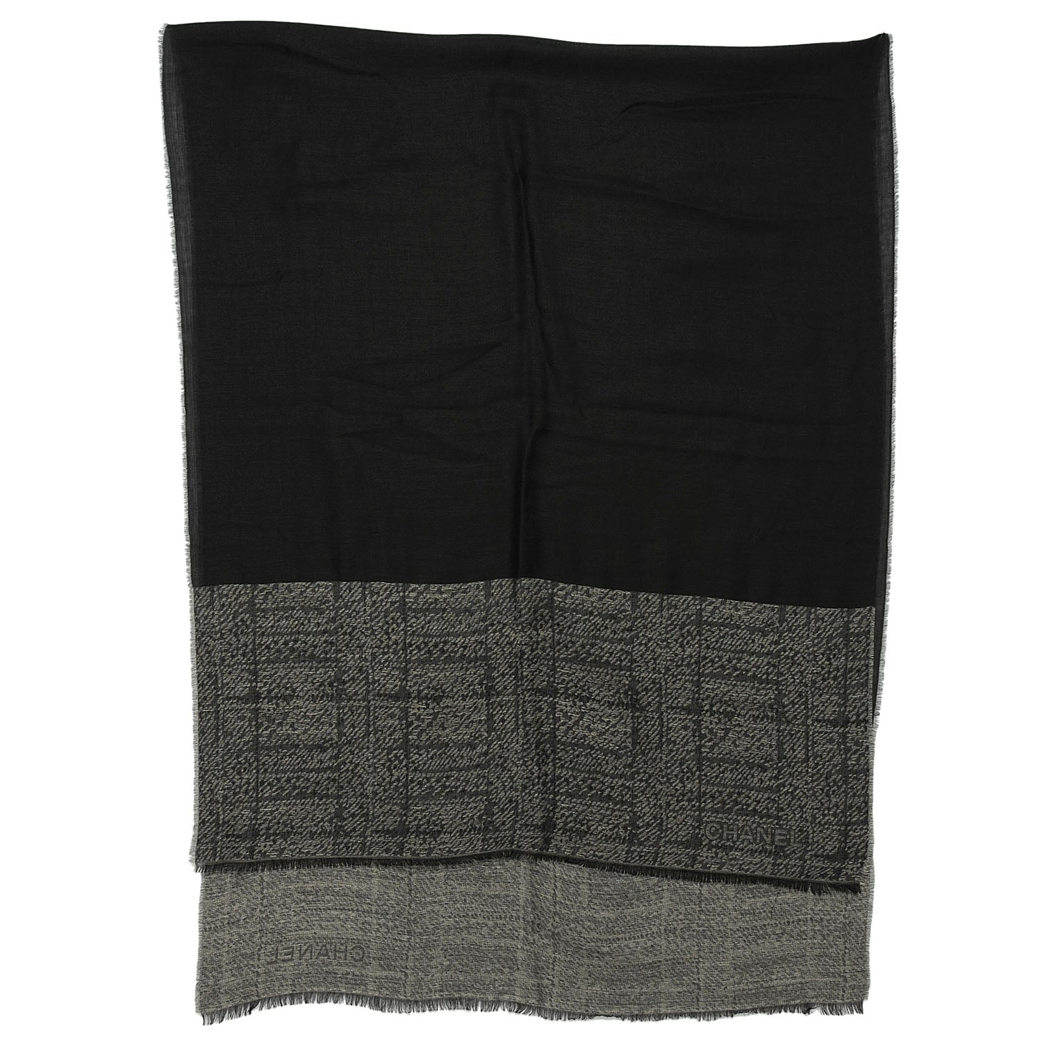 Chanel Cashmere Wool Silk CC Logo Scarf 3 of 5