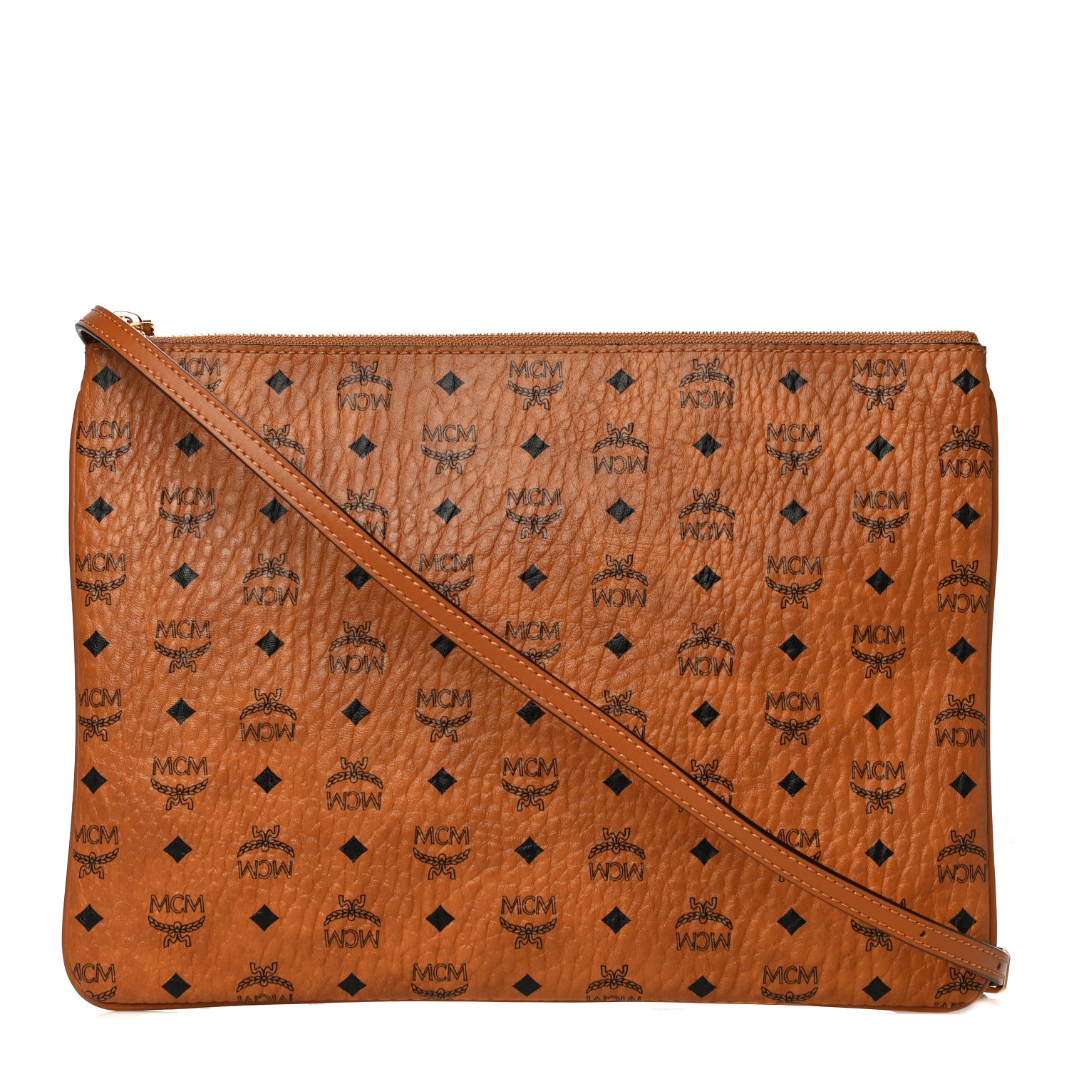 MCM Visetos Medium Crossbody Pouch Cognac 1 of 10