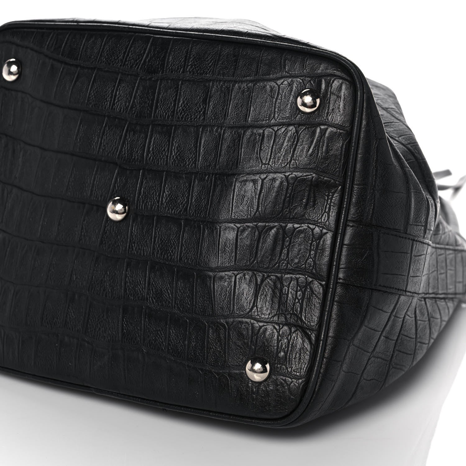 Saint Laurent Calfskin Crocodile Embossed Large Emmanuelle Bucket Bag Black 9 of 13