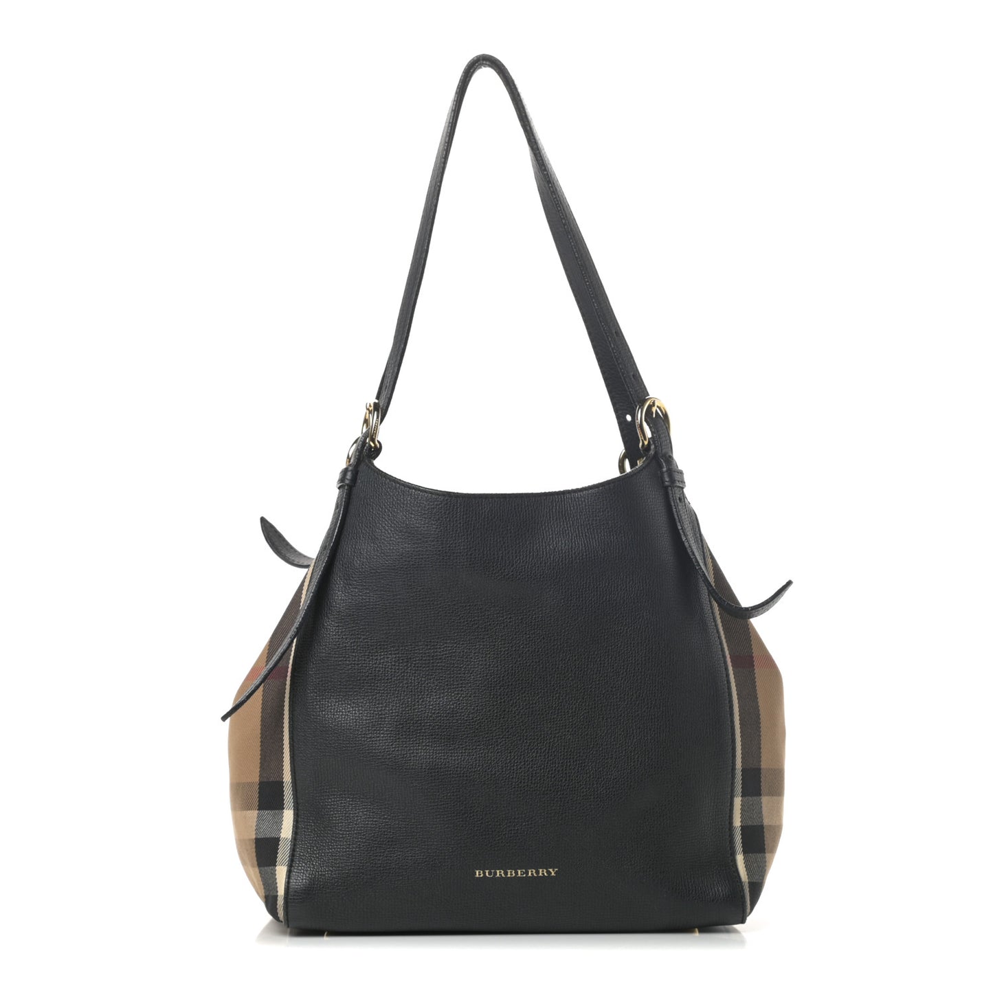 Grainy Calfskin House Check Small Canterbury Black