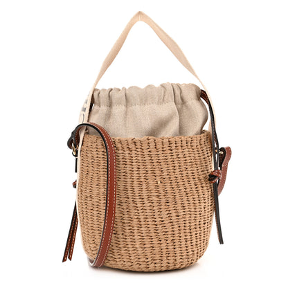 Chloe Raffia Calfskin Small Woody Basket Bag Brown 1 of 11