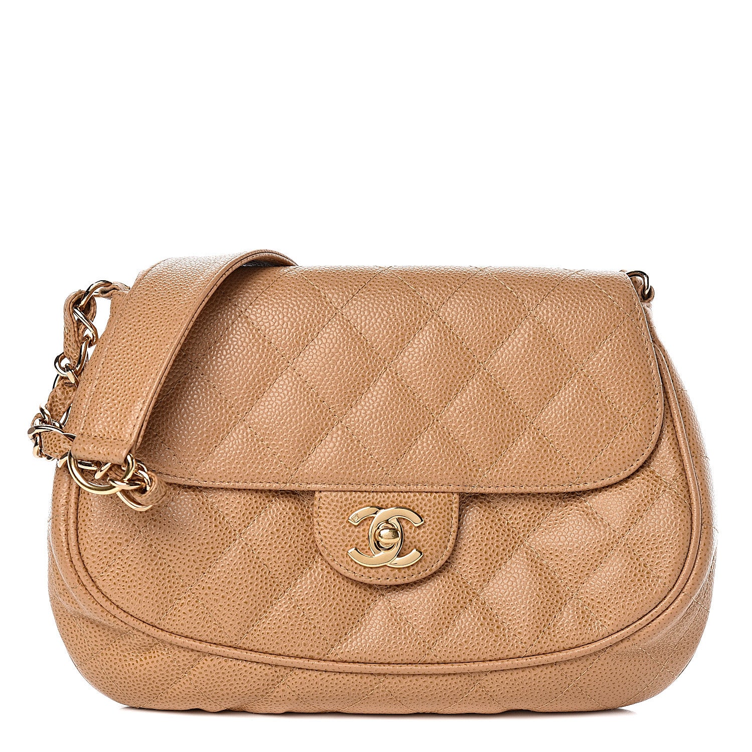 Chanel Caviar Quilted Flap Shoulder Bag Beige 1 of 11