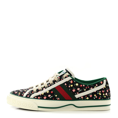 Gucci X LIBERTY OF LONDON Canvas Web Holly Print Womens 1977 Tennis Sneakers 38 Black Peach Mystic White 1 of 8