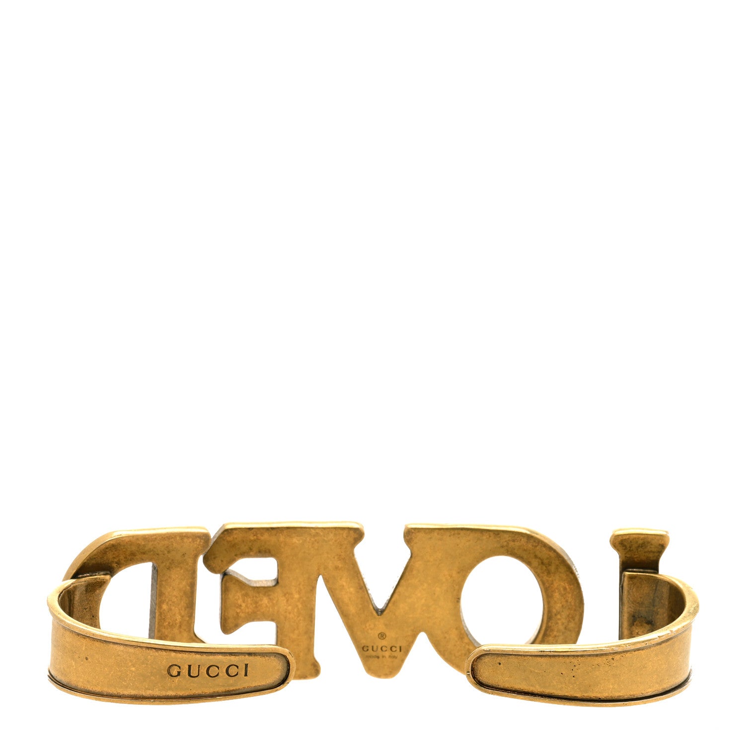 Gucci Metal Pearl Loved Palm Cuff Hand Piece Aged Gold 3 of 4