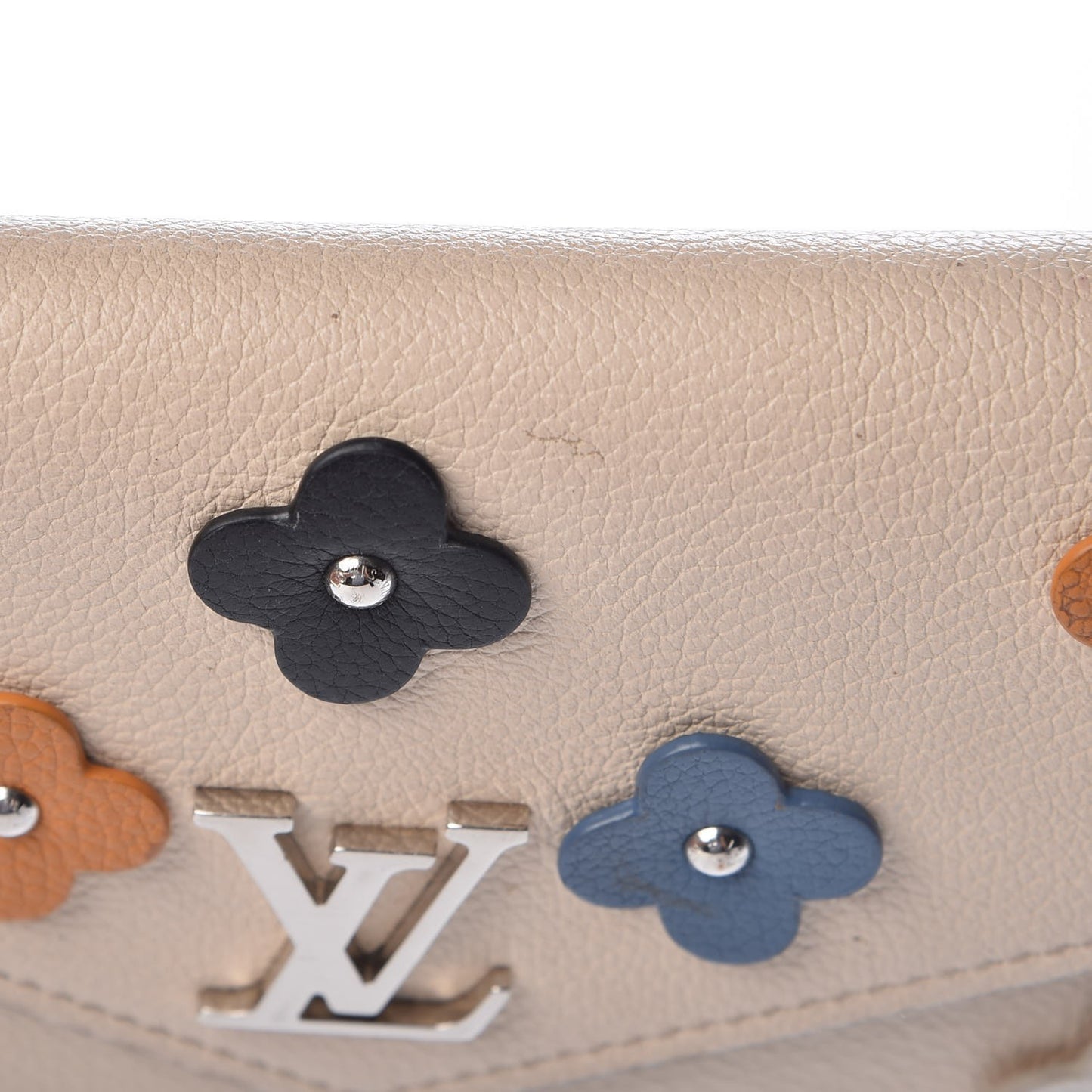 Calfskin Flowers My Lockme Wallet Creme