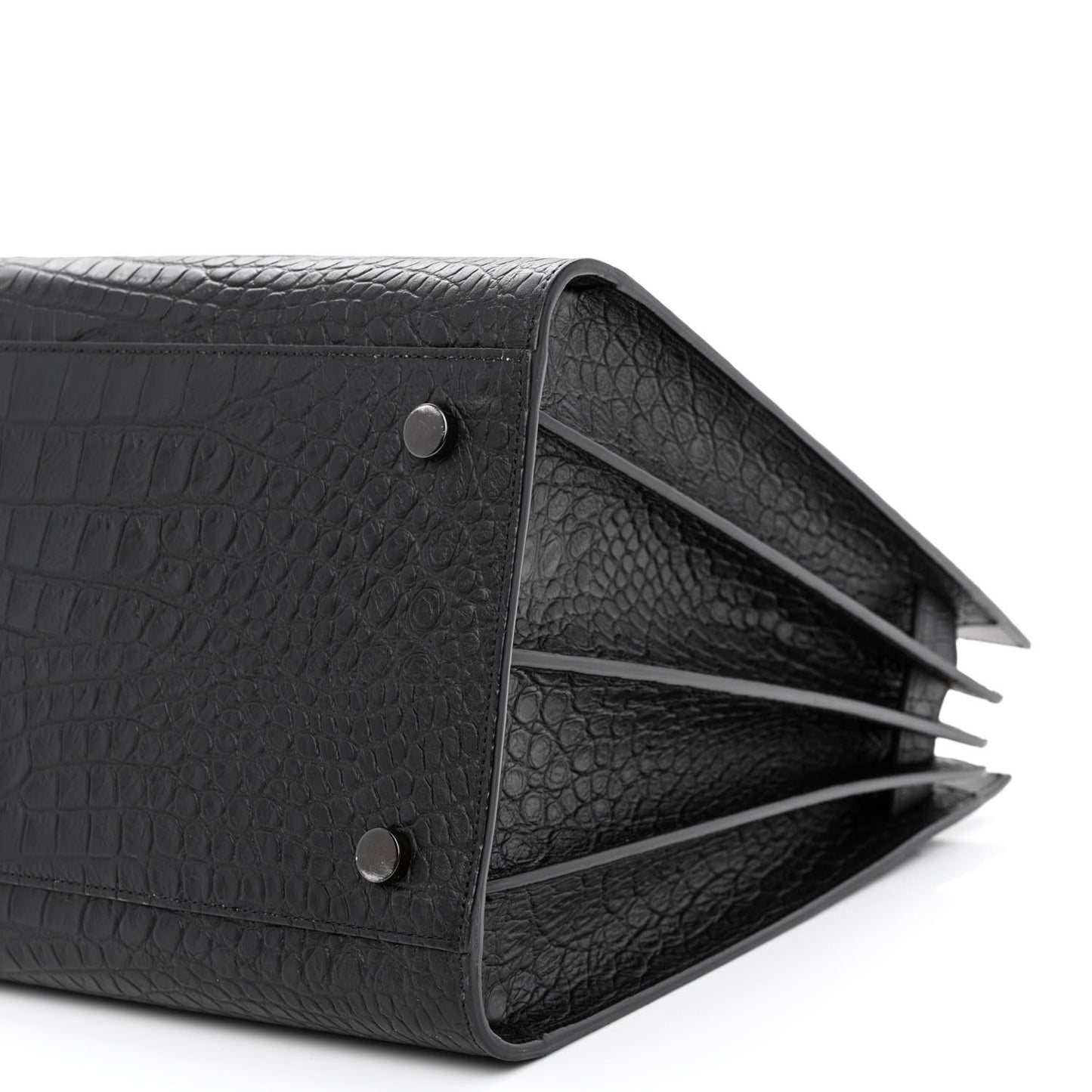 Calfskin Crocodile Embossed Large Sac De Jour Carryall Black