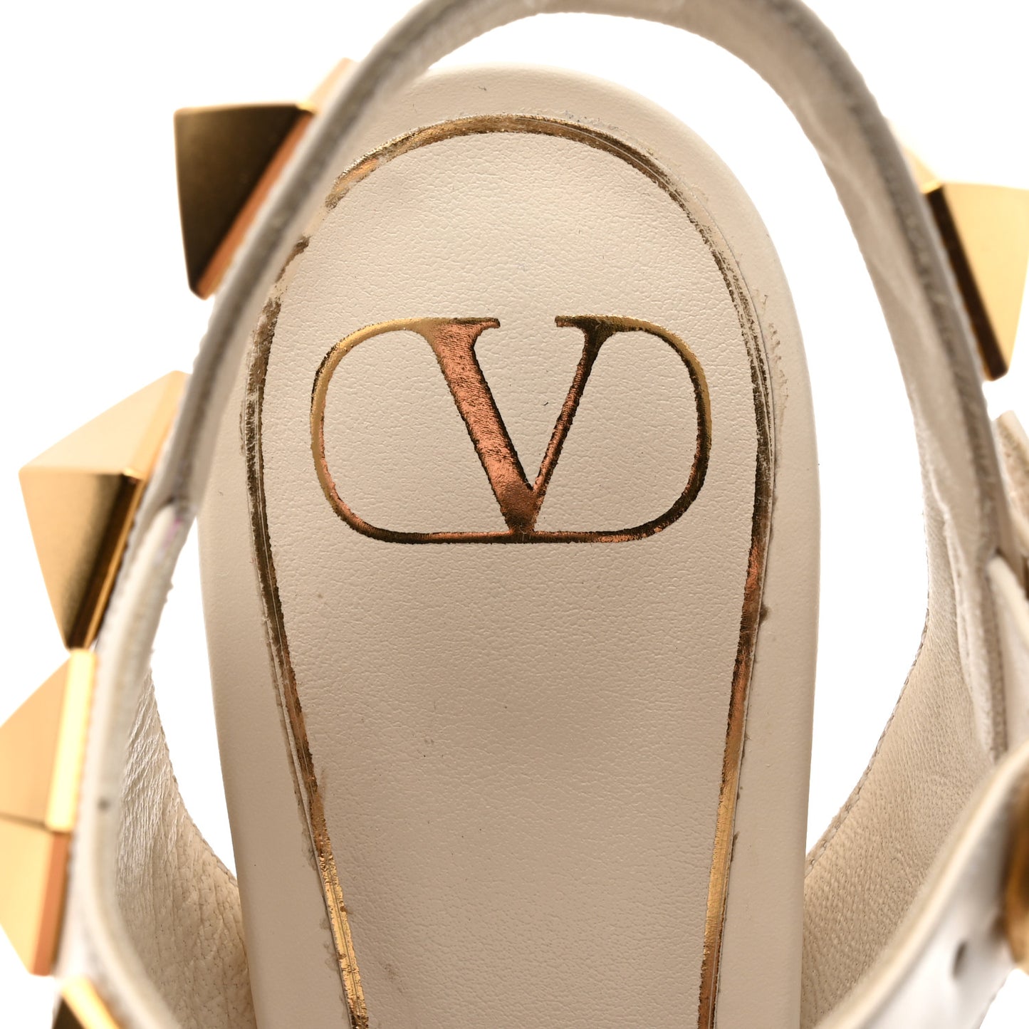Calfskin Roman Stud 60mm Sandals 38.5 Light Ivory