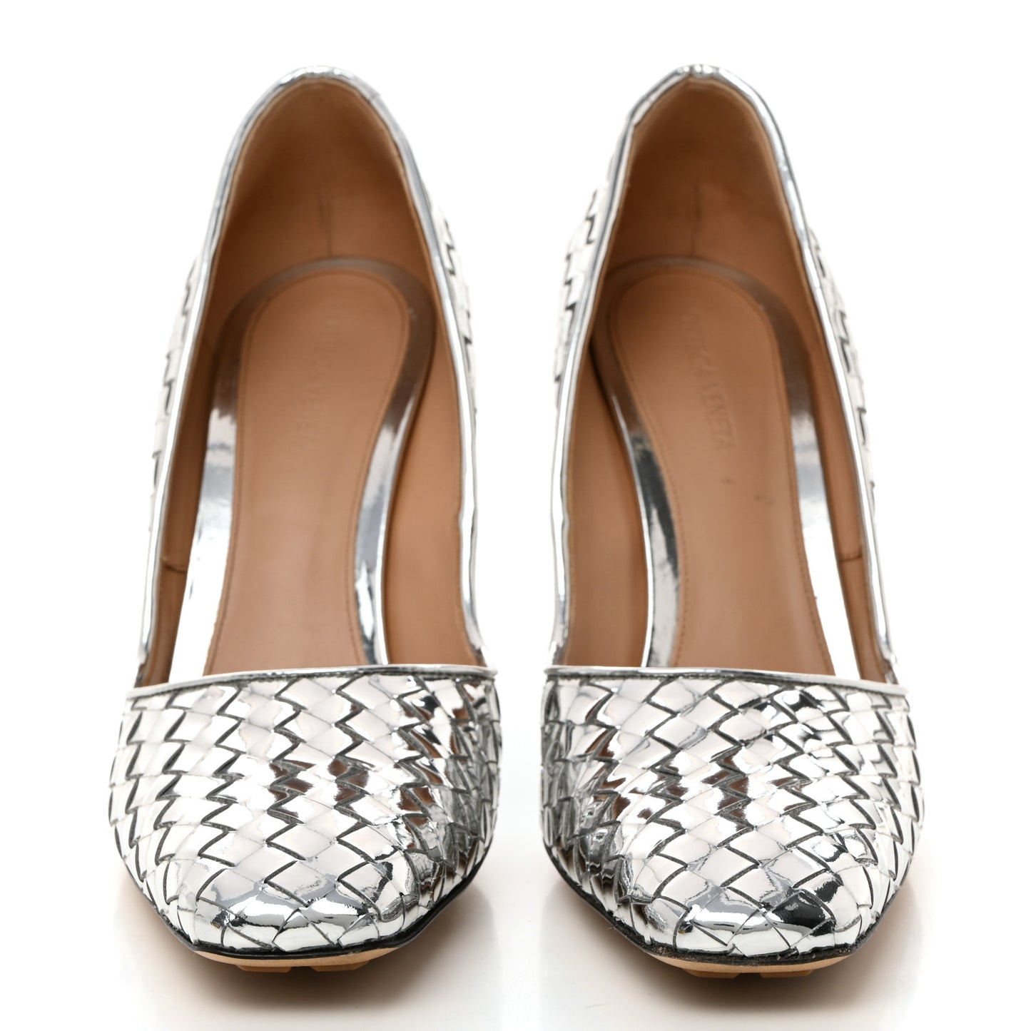 Metallic Nappa Intrecciato Comet Pumps 40 Silver