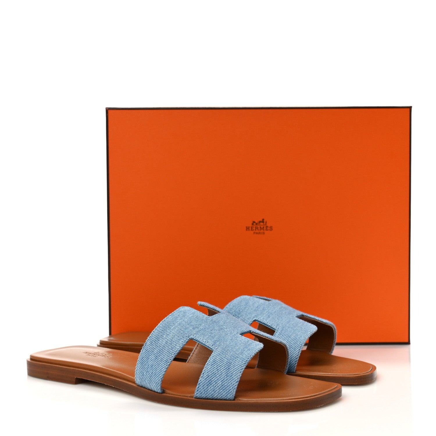 Hermes Denim Canvas Oran Sandals 39 Bleu Clair 9 of 9