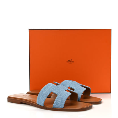 Hermes Denim Canvas Oran Sandals 39 Bleu Clair 9 of 9