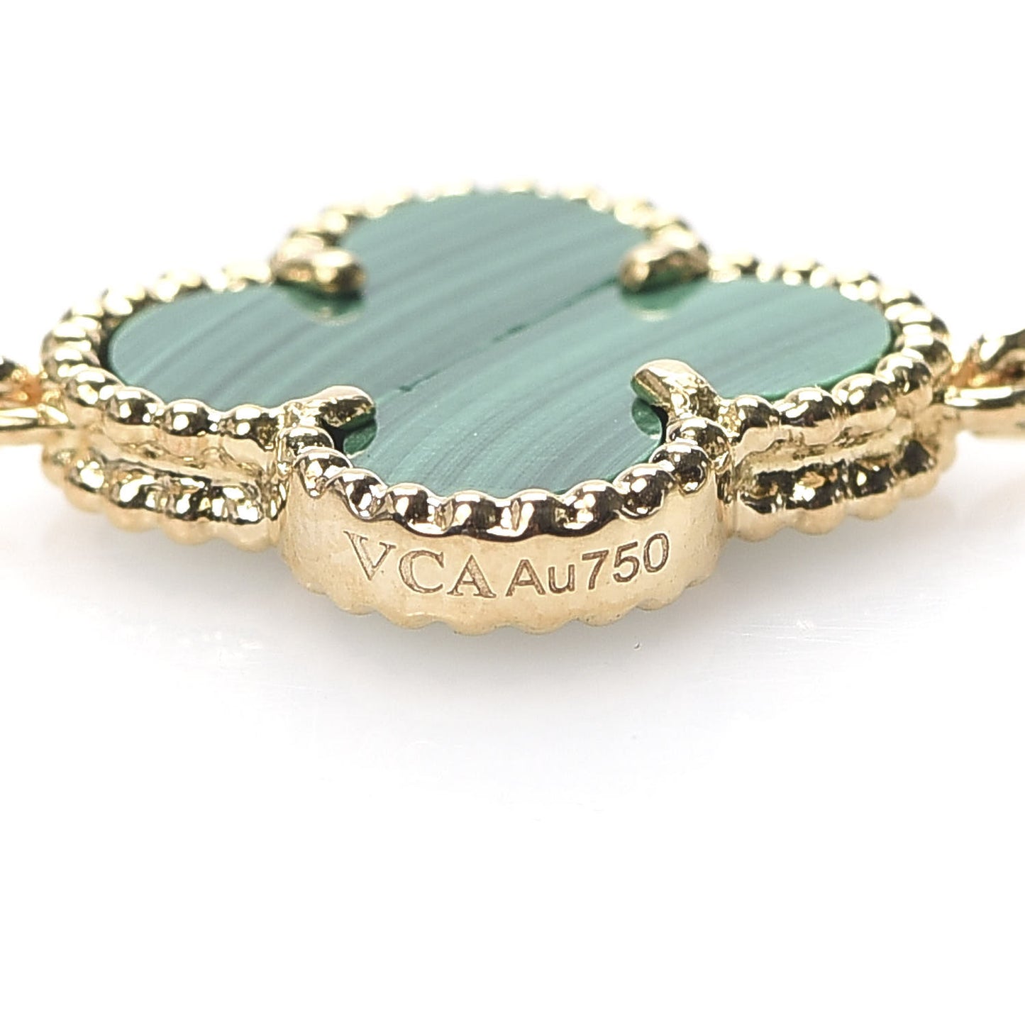 18K Yellow Gold Malachite 5 Motifs Vintage Alhambra Bracelet