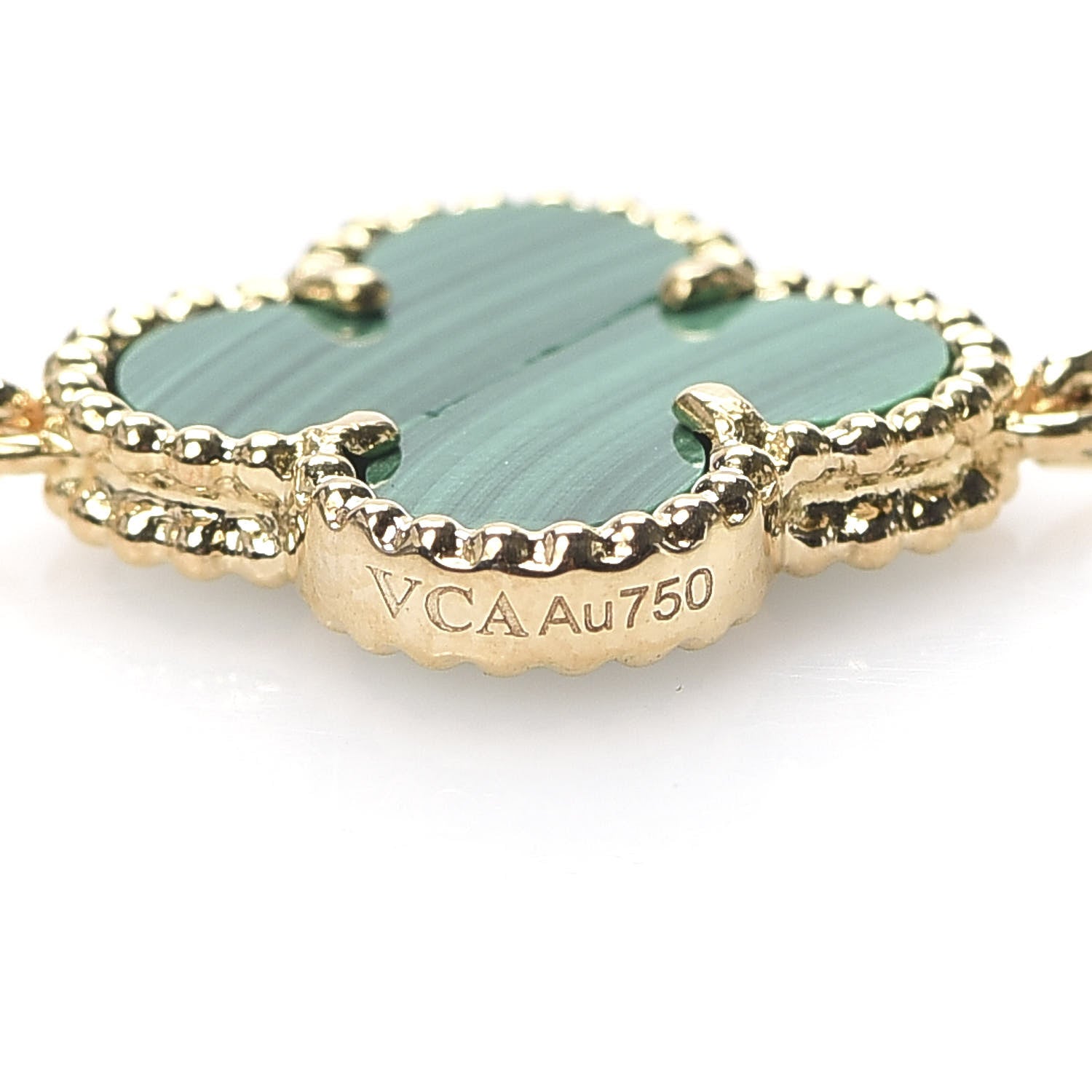 Van Cleef & Arpels 18K Yellow Gold Malachite 5 Motifs Vintage Alhambra Bracelet 4 of 8