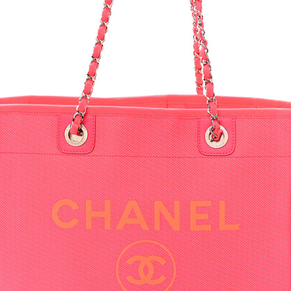 Chanel Mixed Fibers Calfskin Medium Deauville Tote Pink Orange 8 of 10