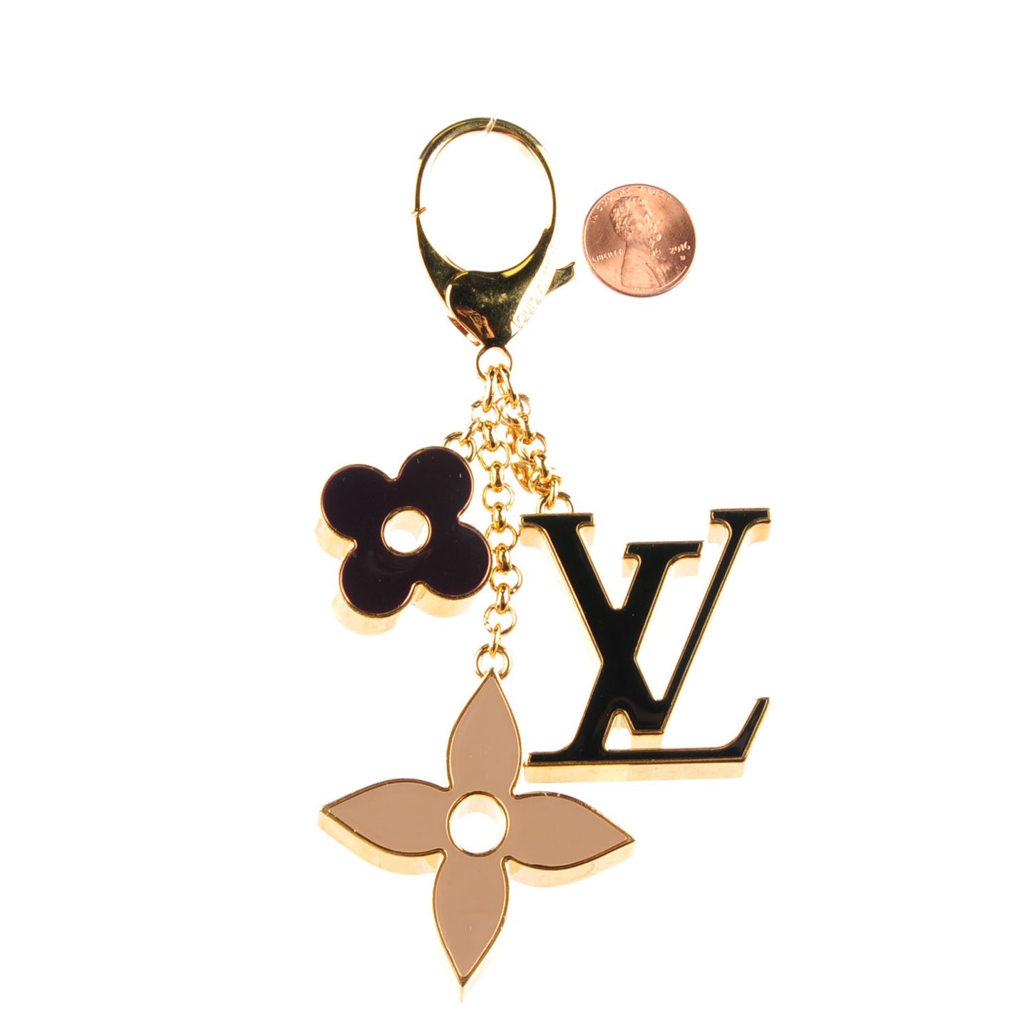 Fleur De Monogram Bag Charm Dore