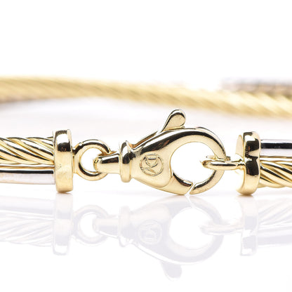 David Yurman 18K White Yellow Gold Diamond Crossover Bracelet 9 of 12