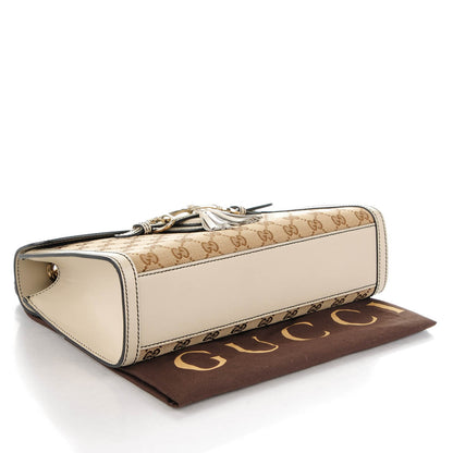 Gucci Monogram Margaux Calfskin Medium Emily Chain Shoulder Bag Beige Ebony Mystic White 4 of 7