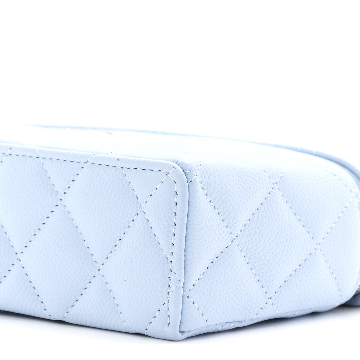 Chanel Caviar Quilted Top Handle Slim Vanity With Chain Light Blue 9 of 10