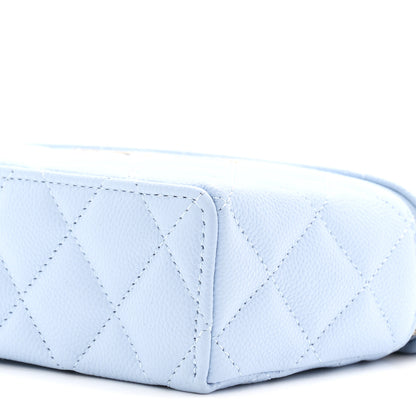 Chanel Caviar Quilted Top Handle Slim Vanity With Chain Light Blue 9 of 10