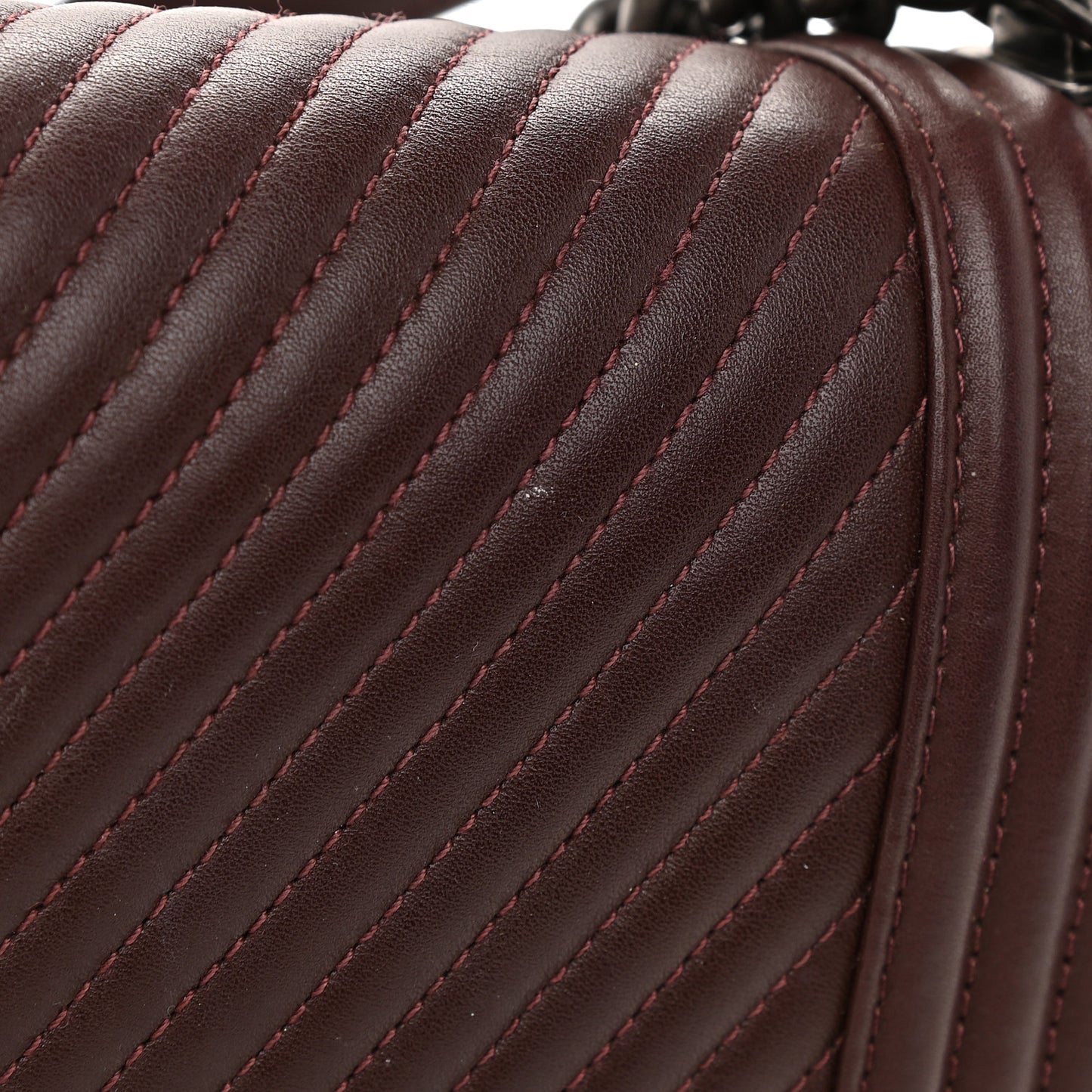 Calfskin Chevron Quilted Medium Boy Flap Burgundy