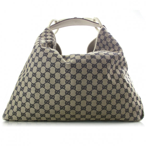 Gucci Monogram Large Horsebit Chain Hobo Navy 1 of 10