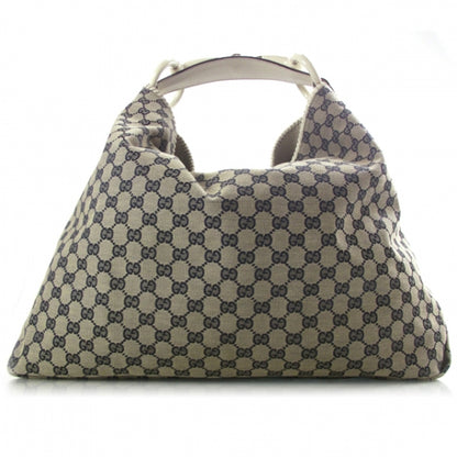 Gucci Monogram Large Horsebit Chain Hobo Navy 1 of 10